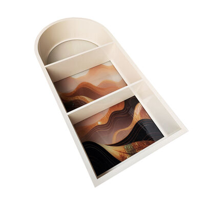 304 Stainless Steel Printed Transparent Glass Backboard Niche - Customizable Double-Layer Framed Glass Display Niche