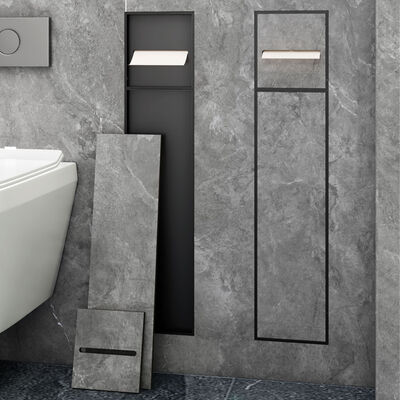 304 Stainless Steel Shower Niche with Hidden Toilet Brush and Multi-Functional Recessed Bathroom Storage