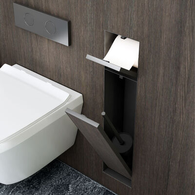 304 Stainless Steel Shower Niche with Hidden Toilet Brush and Multi-Functional Recessed Bathroom Storage