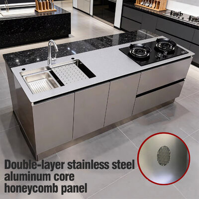 304 Stainless Steel Countertop Sink Cabinet with 5mm Solid Countertop and Seamless Welded Basin